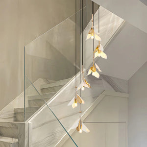 Staircase Chandelier Ideas Art Ceramic Flower Ceiling Light