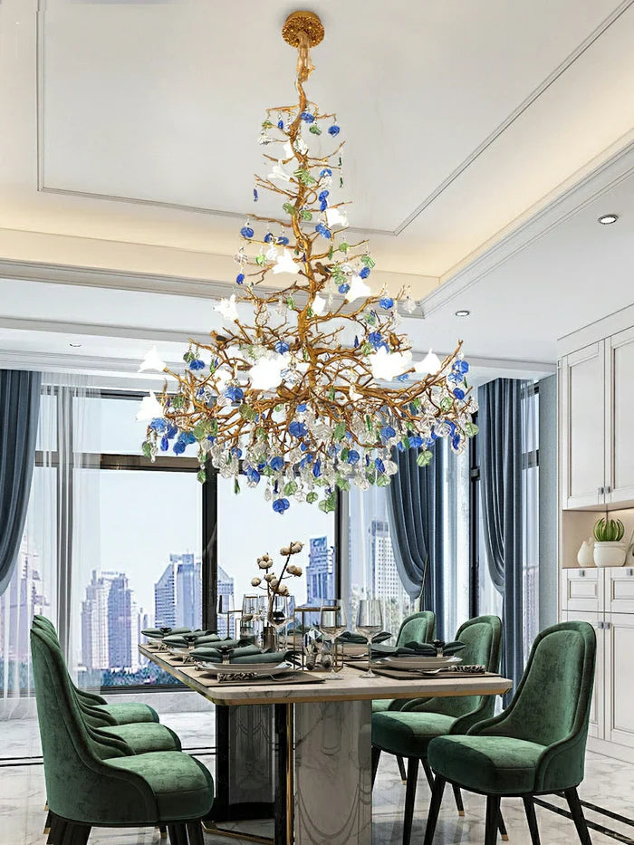Styla Colored Glaze Flower Crystal Chandelier