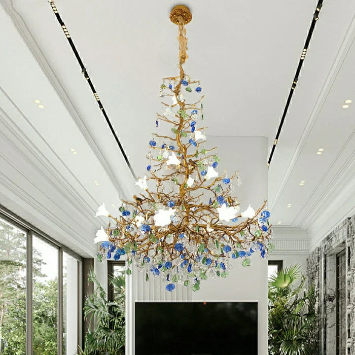 Styla Colored Glaze Flower Crystal Chandelier