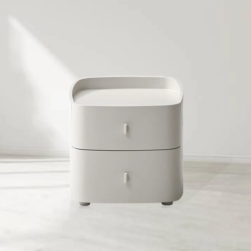 Vertu Matte Beige Bedside Table