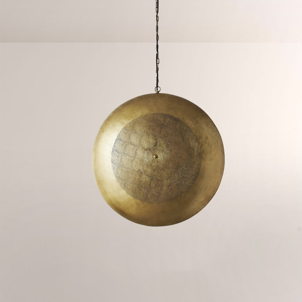 Zari Perforated Brass Orb Pendant