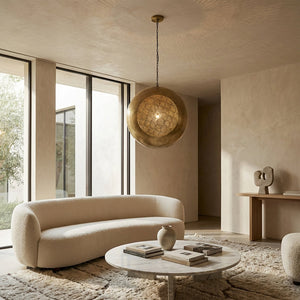 Zari Perforated Brass Orb Pendant