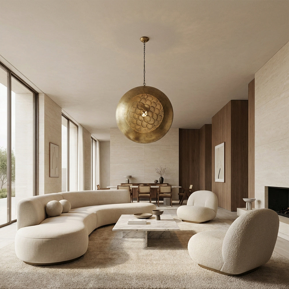 Zari Perforated Brass Orb Pendant