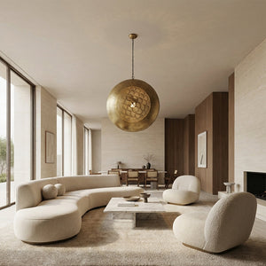 Zari Perforated Brass Orb Pendant
