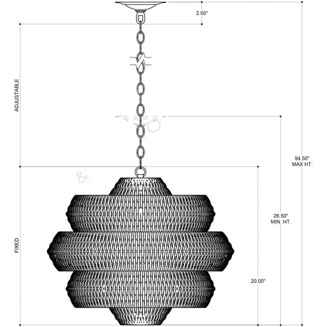 Antibes 3-Tiered Rattan Chandelier