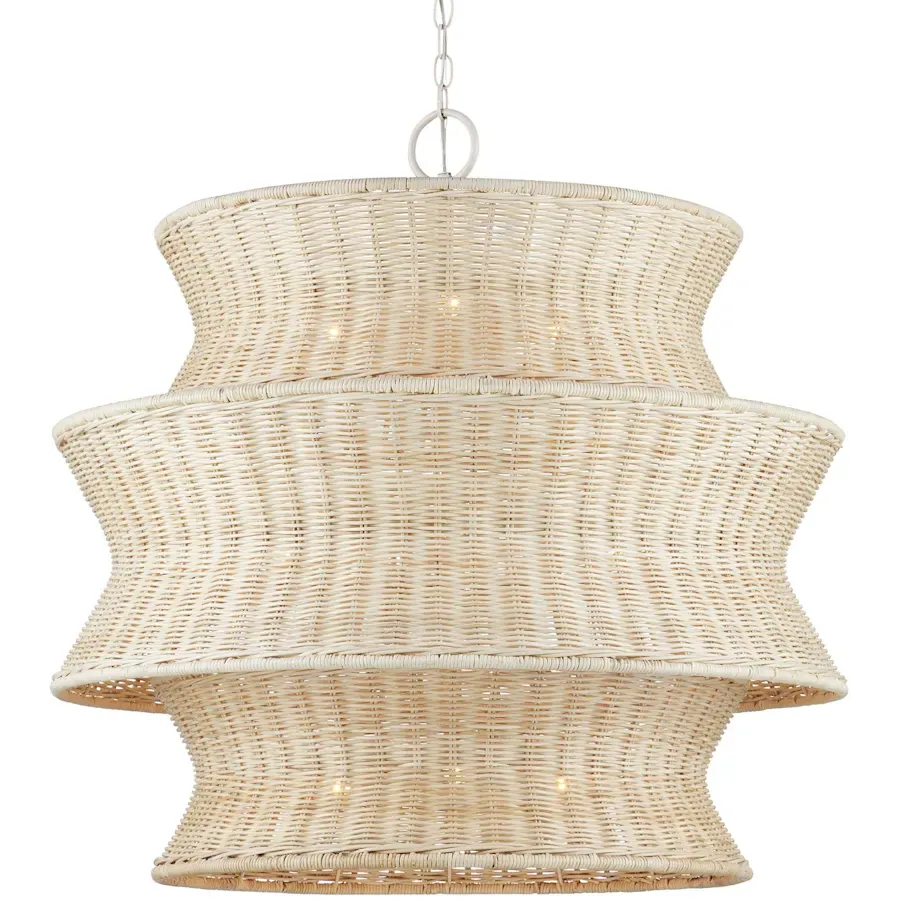 Phebe 32 Inch 9 Light Rattan Chandelier