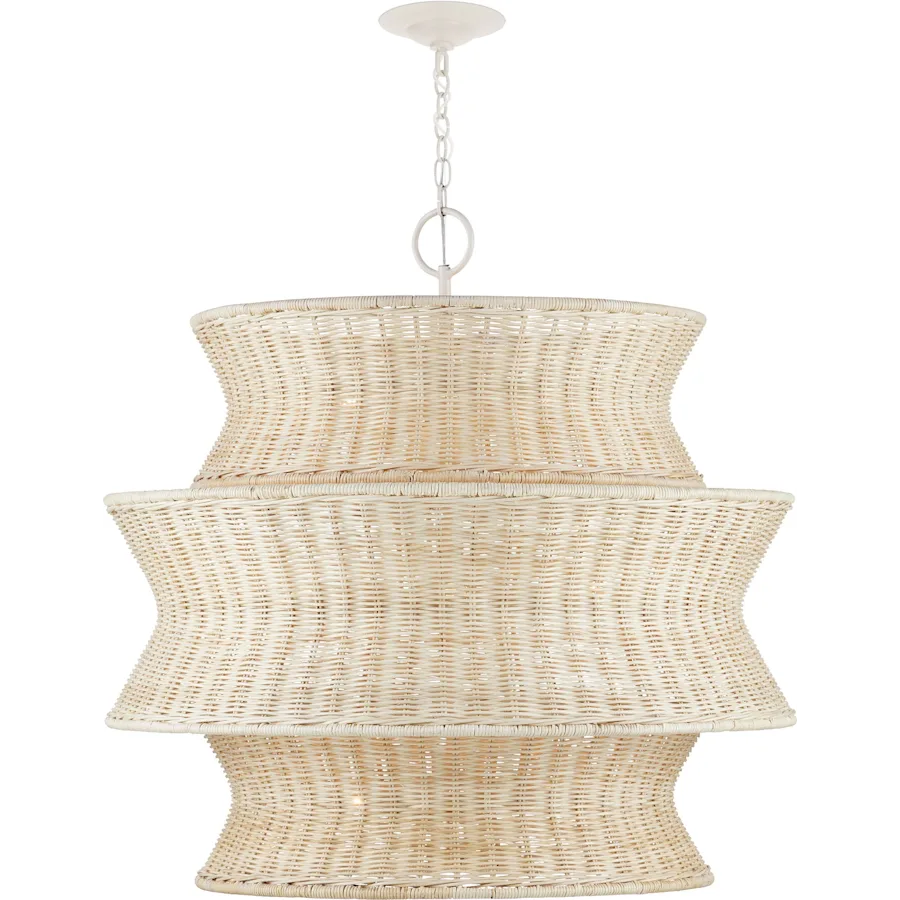 Phebe 32 Inch 9 Light Rattan Chandelier
