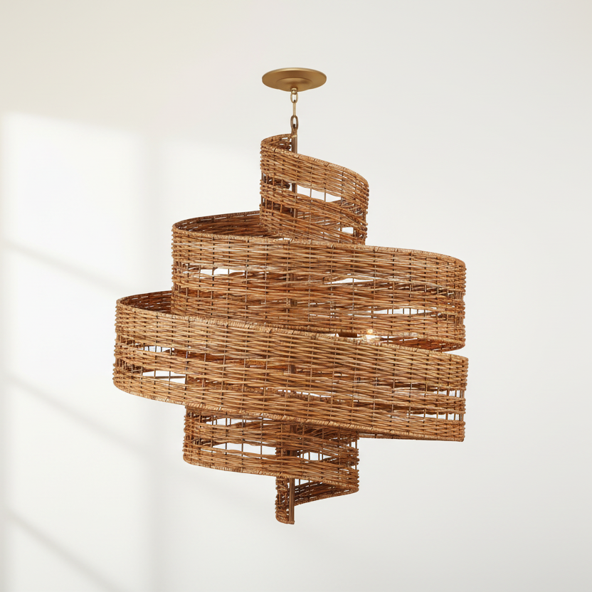 Hiroshi Koshitaka Saisei 32 Inch Rattan Chandelier