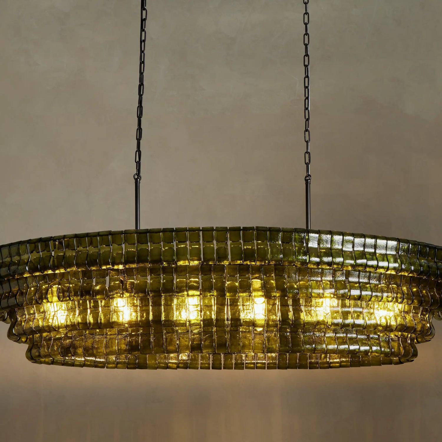 Ghiaccio Glass Oval Chandelier