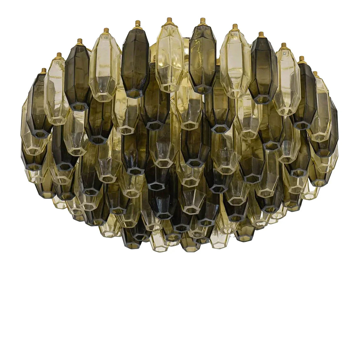 Prismatico 91 Elements Amber And Taupe Compact Ceiling lampGlass Chandelier 25"