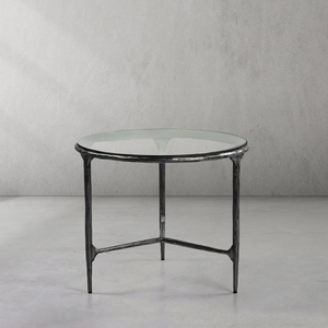 Thaddeus Glass Round Side Table 3 Leg 24"D