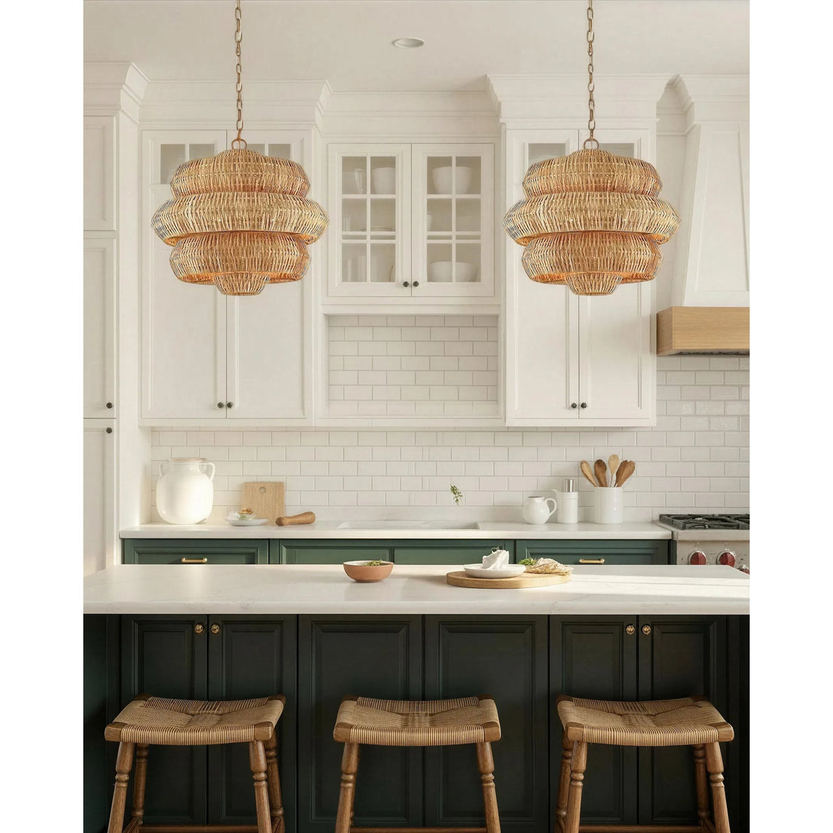 Antibes 3-Tiered Rattan Chandelier
